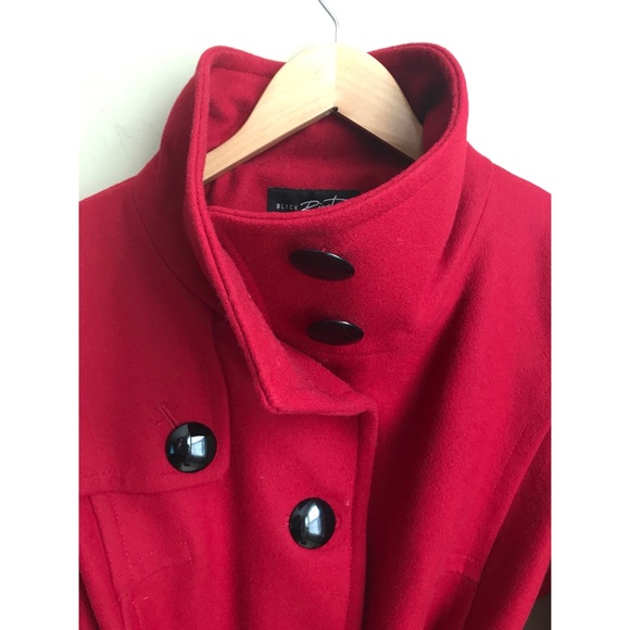 Black Rivet Red Wool Women’s Peacoat Size Medium - Picture 3 of 6